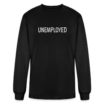 Unemployed Distressed Typographic Tee - Men's Long Sleeve T-Shirt - black - Front