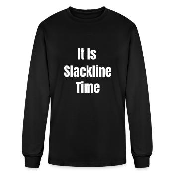 It Is Slackline Time Funny Zipline Tricklining - Men's Long Sleeve T-Shirt - black - Front