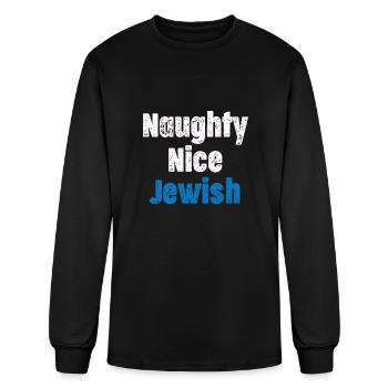 Naughty Nice Jewish Funny Hanukkah Hashana Israel - Men's Long Sleeve T-Shirt - black - Front