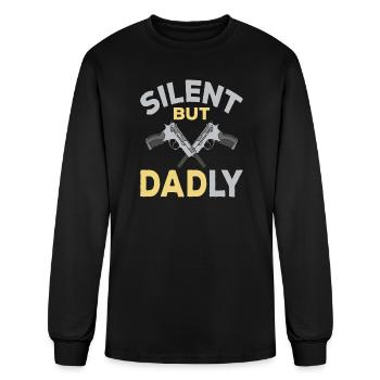 Silent But Dadly 9mm Handgun Gun-Loving Dad - Men's Long Sleeve T-Shirt - black - Front