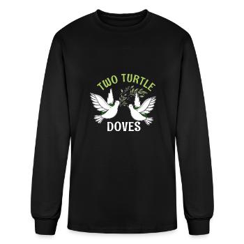 Two Turtle Dove Christmas Cute Birds Awesome - Men's Long Sleeve T-Shirt - black - Front