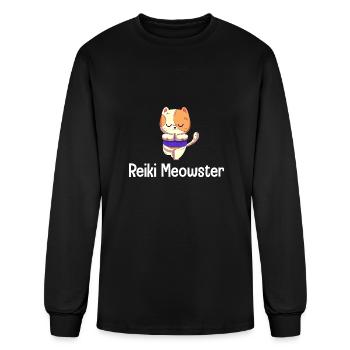 Reiki Meowster Chakra Healing Buddhist Hypnosis - Men's Long Sleeve T-Shirt - black - Front
