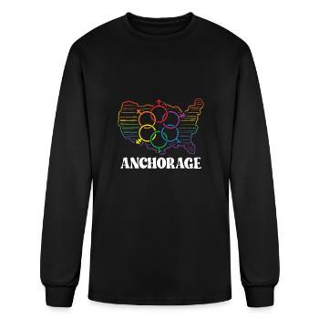 Anchorage Pride Month Drapeau de la fierté Communauté LGBT LG - T-shirt à manches longues Homme - noir - Devant