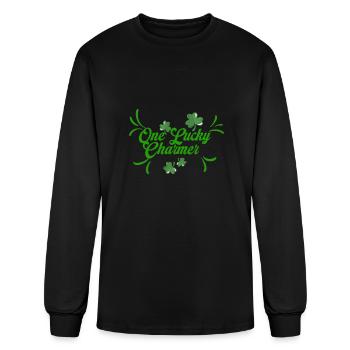 one Lucky Charmer Funny St Patrick s Day - Men's Long Sleeve T-Shirt - black - Front
