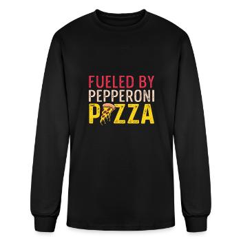 Fueled by Pepperoni Pizza Lover Gift - Men's Long Sleeve T-Shirt - black - Front