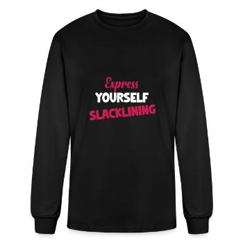 Express Yourself Slacklining Zipline Tricklining - Men's Long Sleeve T-Shirt - black - Front
