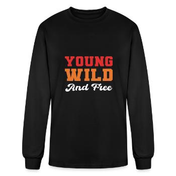 Young Wild Free Adventurous Person Gift - Men's Long Sleeve T-Shirt - black - Front