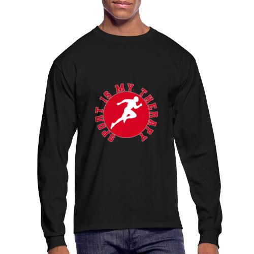 Sport Is My Therapy – Running Motivation Badge - Men's Long Sleeve T-Shirt