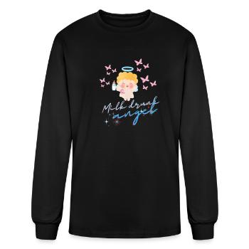 Whimsical Angel with Milk Bottle Design - Men's Long Sleeve T-Shirt - black - Front