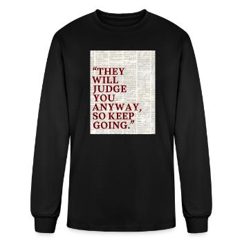 Keep Going Quote on Newspaper Collage - Men's Long Sleeve T-Shirt - black - Front