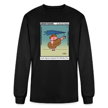 Aunt Agnes with Windy City Umbrella (#3) - Men's Long Sleeve T-Shirt - black - Front