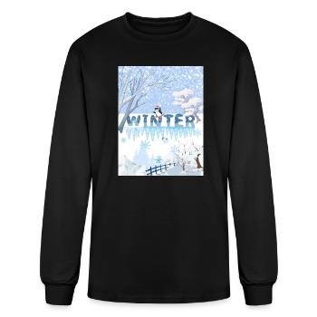 Winter Penguin in Snowfall Blues - Men's Long Sleeve T-Shirt - black - Front