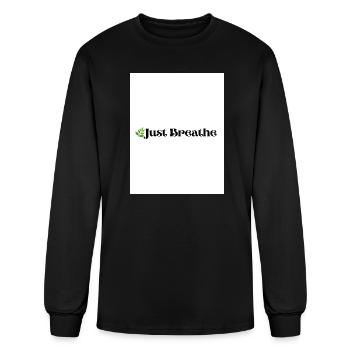 Just Breathe Leaf Logo - Men's Long Sleeve T-Shirt - black - Front