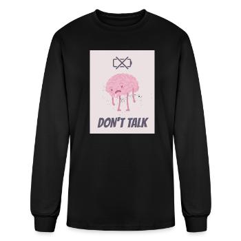 Dont Talk Brain Cartoon - Men's Long Sleeve T-Shirt - black - Front