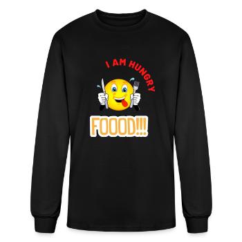 Hungry man Wields Knife and Spoon Design! - Men's Long Sleeve T-Shirt - black - Front
