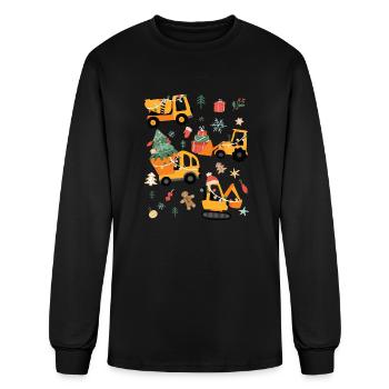Christmas Construction Site Kids - Men's Long Sleeve T-Shirt - black - Front