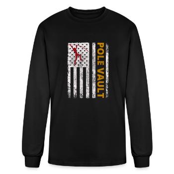 American Flag Pole Vault Vaulting Jumping Vintage - Men's Long Sleeve T-Shirt - black - Front