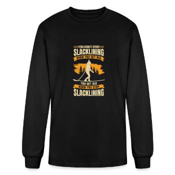 Slacklining Old Man Slackline Slackliner Gift - Men's Long Sleeve T-Shirt - black - Front