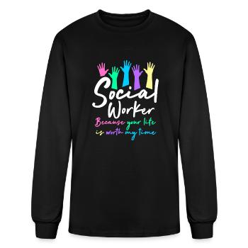 Social Worker - Men's Long Sleeve T-Shirt - black - Front