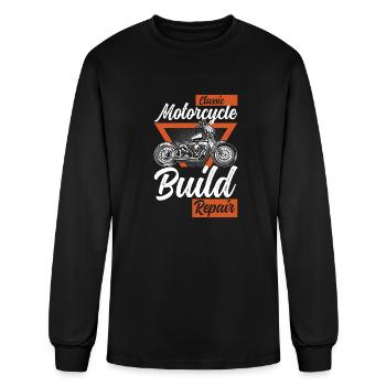 Classic Motorcycle Build Repair Hobby Biker Bike - Men's Long Sleeve T-Shirt - black - Front