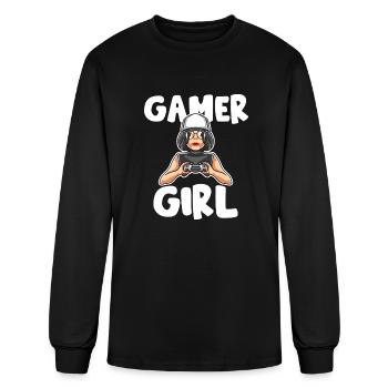 Gamer Girl Funny Video Gamer Online Gaming Gift - Men's Long Sleeve T-Shirt - black - Front