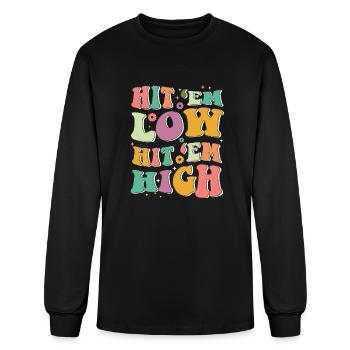 Hit Em Low Hit Em High Groovy - Men's Long Sleeve T-Shirt - black - Front