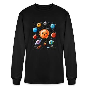 Solar System With Sun Planets Comets And Earth - Men's Long Sleeve T-Shirt - black - Front