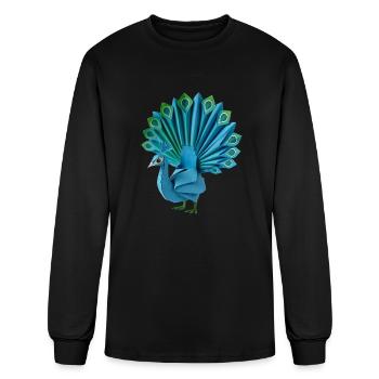 Origami Peacock - Men's Long Sleeve T-Shirt - black - Front