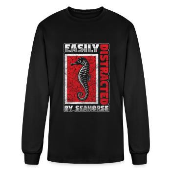 Sea Horse Water Swimmers Animal - Men's Long Sleeve T-Shirt - black - Front