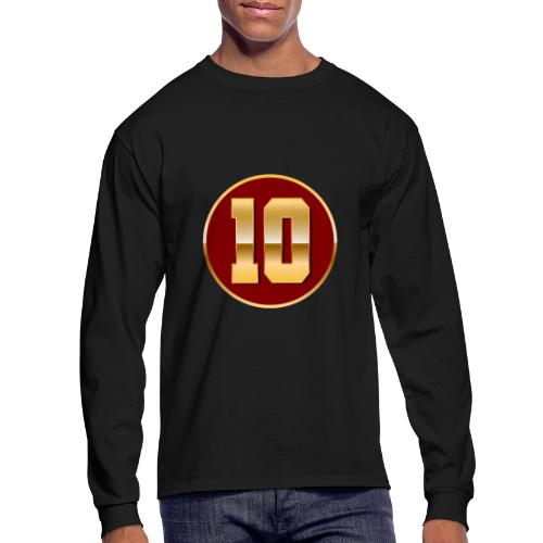 Number 10 in Gold Varsity Font - Men's Long Sleeve T-Shirt