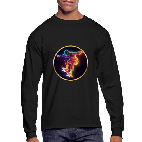 Skateboarding: Midnight Neon Skater - Men's Long Sleeve T-Shirt