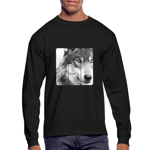 Wolf Face Triptych: Silent Alpha - Men's Long Sleeve T-Shirt