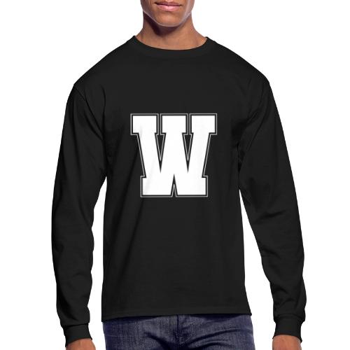 White Letter W – Varsity Alphabet Monogram - Men's Long Sleeve T-Shirt