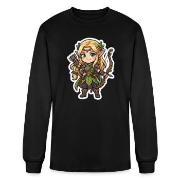 Forest Elf Archer Chibi - Men's Long Sleeve T-Shirt - black - Front