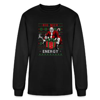 Big Nick Energy Funny Santa Christmas - Men's Long Sleeve T-Shirt - black - Front