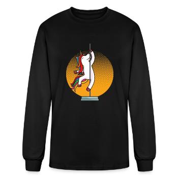Funny Pole Dancing Unicorn - Men's Long Sleeve T-Shirt - black - Front