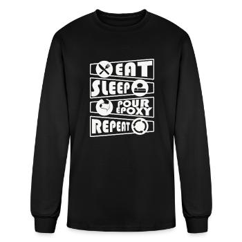 Epoxy Resin Eat Sleep Repeat River Table - Men's Long Sleeve T-Shirt - black - Front