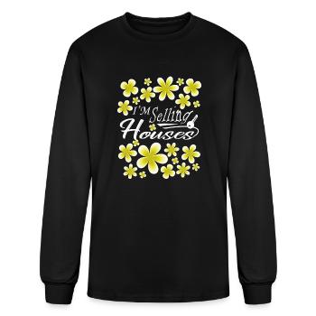 I Am Selling Houses Floral White Text - Men's Long Sleeve T-Shirt - black - Front