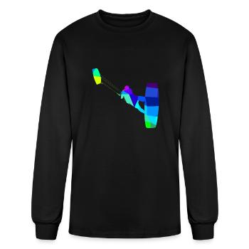 Kite surfing rainbow colors polygon sport - Men's Long Sleeve T-Shirt - black - Front