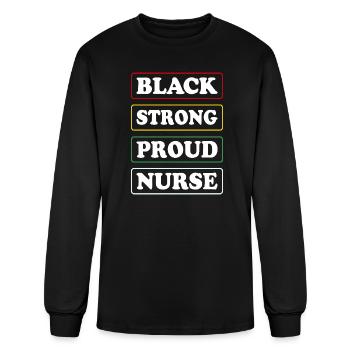 African American Afro Black Nurse - Men's Long Sleeve T-Shirt - black - Front