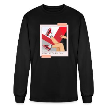 No pants are the best pants polaroid picture - Men's Long Sleeve T-Shirt - black - Front
