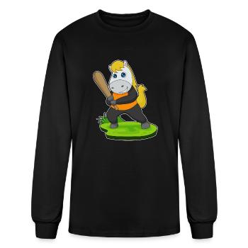 Horse Baseball Baseball Bat - Men's Long Sleeve T-Shirt - black - Front