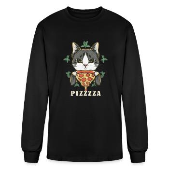 Pizza Cat - Pepperoni Pizza - PIZZZZA - Men's Long Sleeve T-Shirt - black - Front