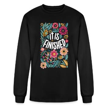 Easter Christian Flowers It is Finished Resurrect - Men's Long Sleeve T-Shirt - black - Front