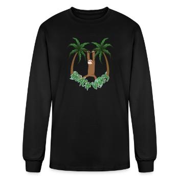 Beach Vibes Sloth - Men's Long Sleeve T-Shirt - black - Front