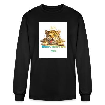 Thirsty Leopard Wildlife Conservation Design - Men's Long Sleeve T-Shirt - black - Front
