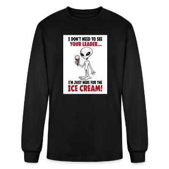 Funny Alien Ice Cream Lover Shirt - Men's Long Sleeve T-Shirt - black - Front