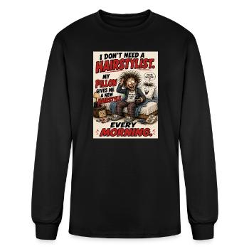 Funny My Pillow Is My Hairstylist Shirt - Men's Long Sleeve T-Shirt - black - Front