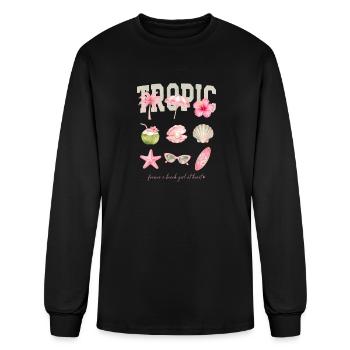 Pink Tropic Beach Girl Summer Aesthetic Sticker  - Men's Long Sleeve T-Shirt - black - Front