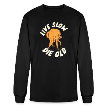 Love Slow Die Old Fox Graphic - Men's Long Sleeve T-Shirt - black - Front